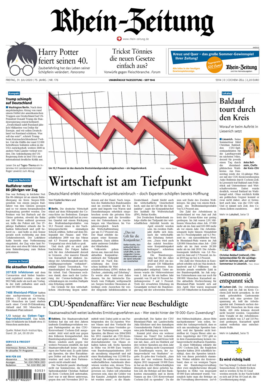 Rhein-Zeitung Kreis Cochem-Zell vom Freitag, 31.07.2020