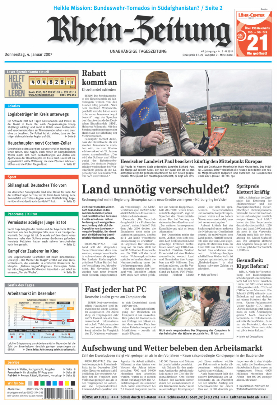 Rhein-Zeitung Kreis Cochem-Zell vom Donnerstag, 04.01.2007