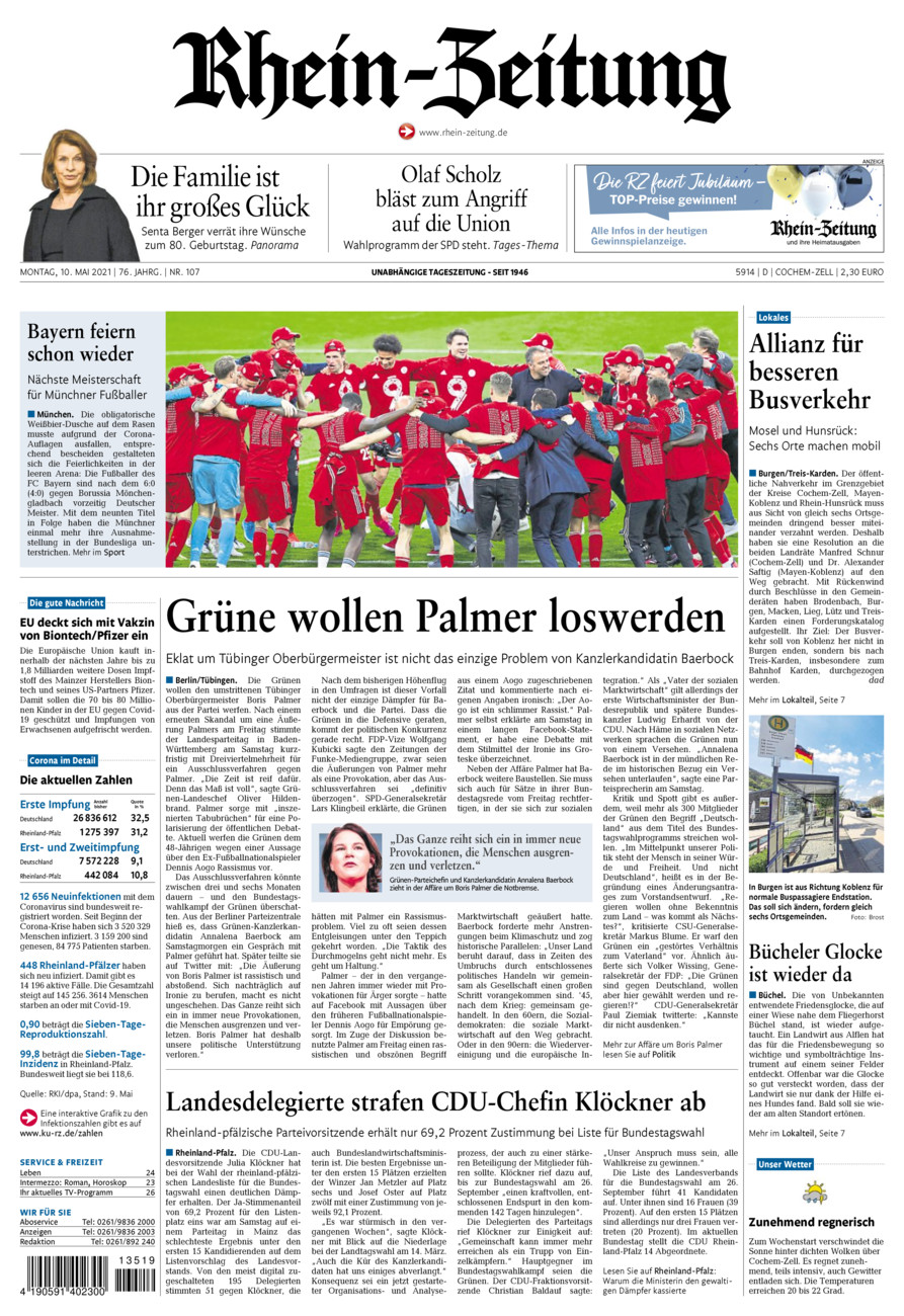 Rhein-Zeitung Kreis Cochem-Zell vom Montag, 10.05.2021