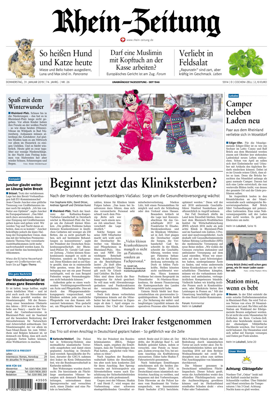 Rhein-Zeitung Kreis Cochem-Zell vom Donnerstag, 31.01.2019