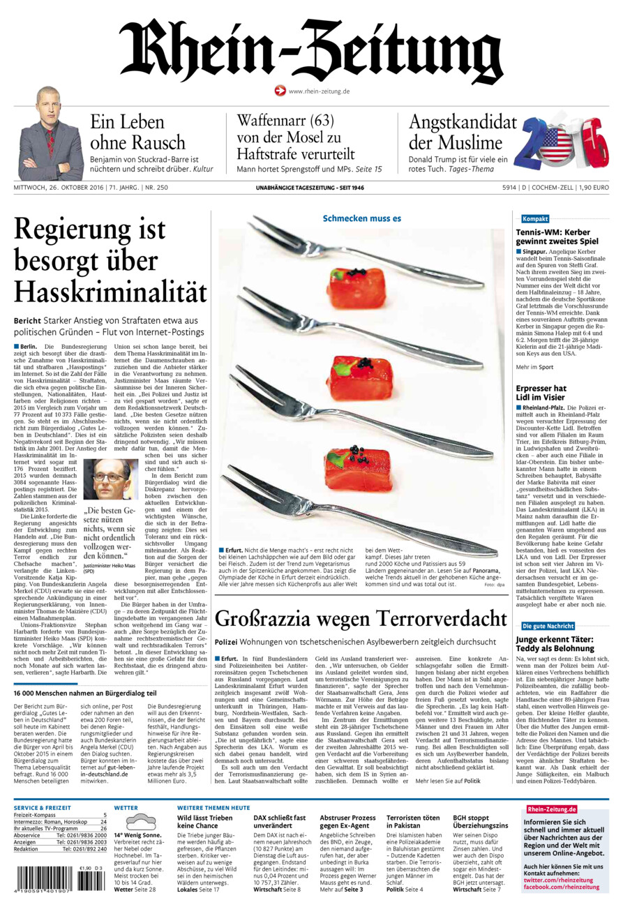 Rhein-Zeitung Kreis Cochem-Zell vom Mittwoch, 26.10.2016