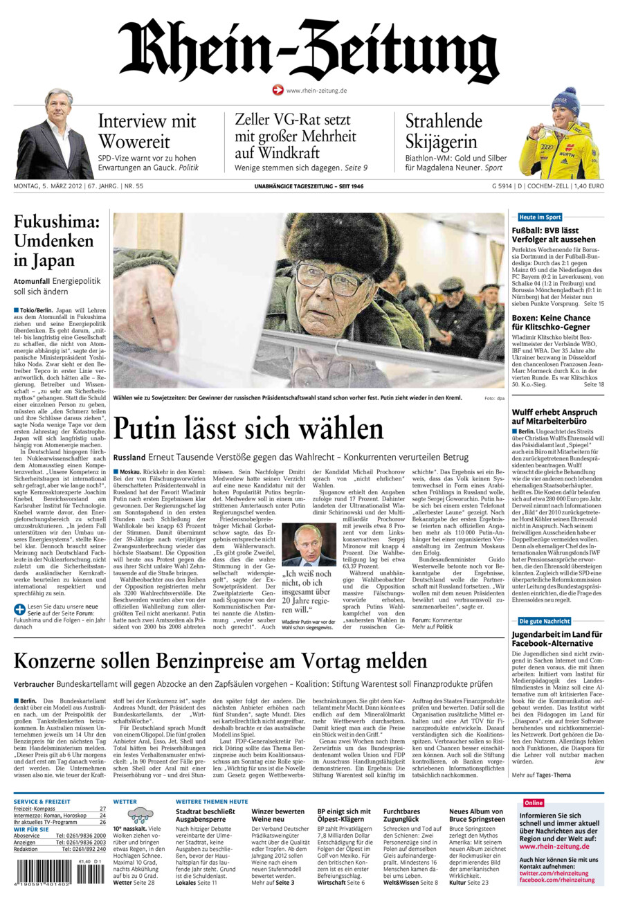 Rhein-Zeitung Kreis Cochem-Zell vom Montag, 05.03.2012