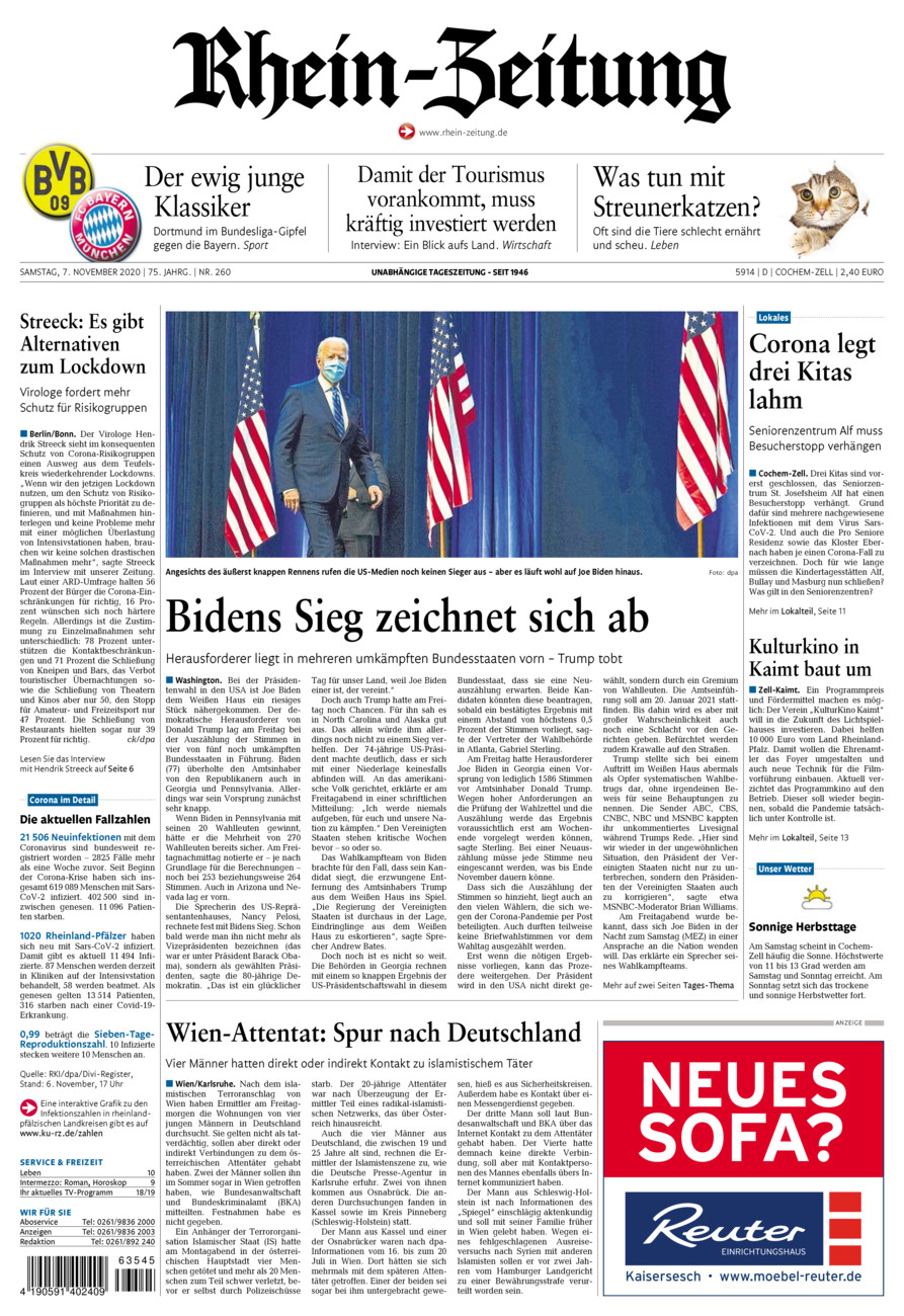 Rhein-Zeitung Kreis Cochem-Zell vom Samstag, 07.11.2020