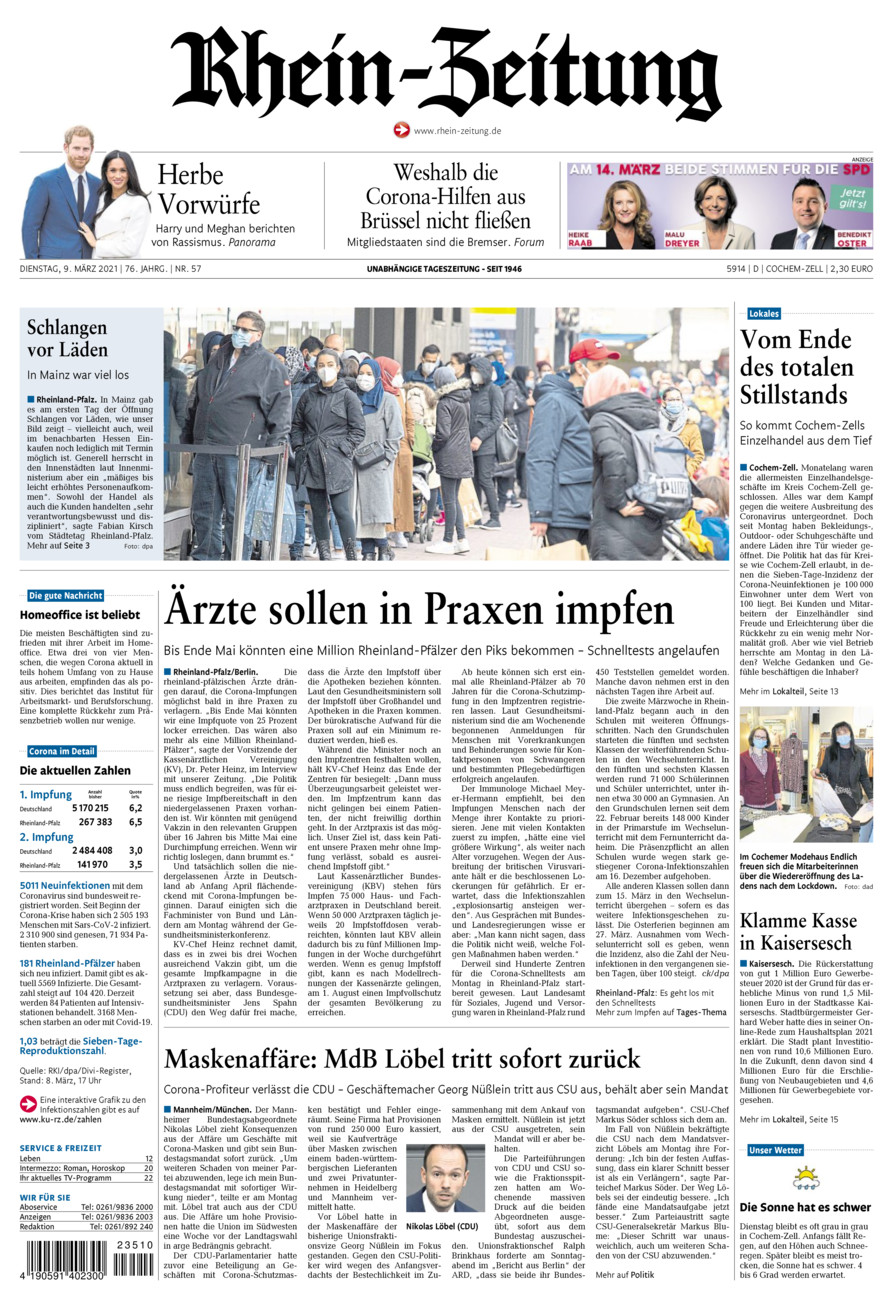 Rhein-Zeitung Kreis Cochem-Zell vom Dienstag, 09.03.2021