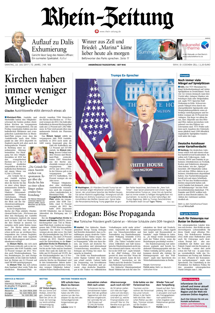Rhein-Zeitung Kreis Cochem-Zell vom Samstag, 22.07.2017