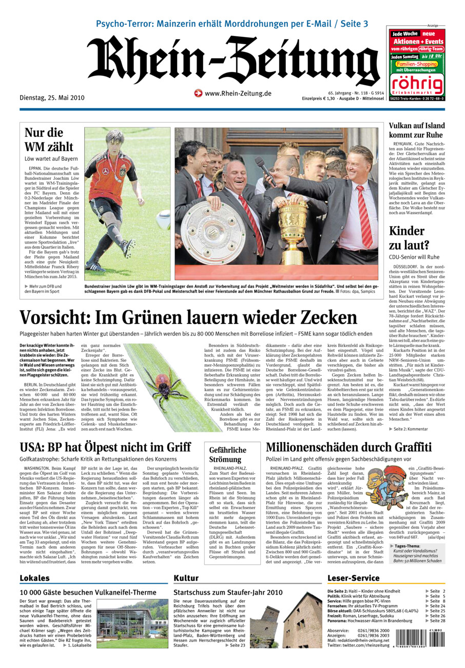 Rhein-Zeitung Kreis Cochem-Zell vom Dienstag, 25.05.2010