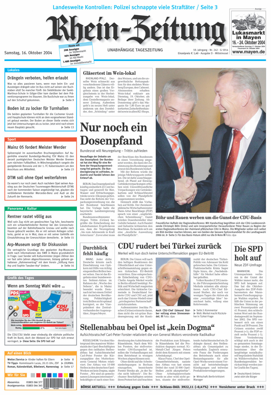 Rhein-Zeitung Kreis Cochem-Zell vom Samstag, 16.10.2004