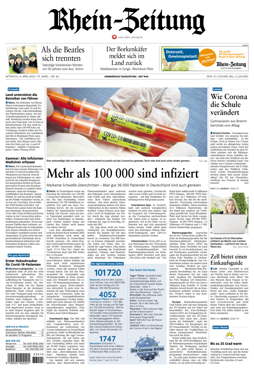 Rhein-Zeitung Kreis Cochem-Zell vom Mittwoch, 08.04.2020