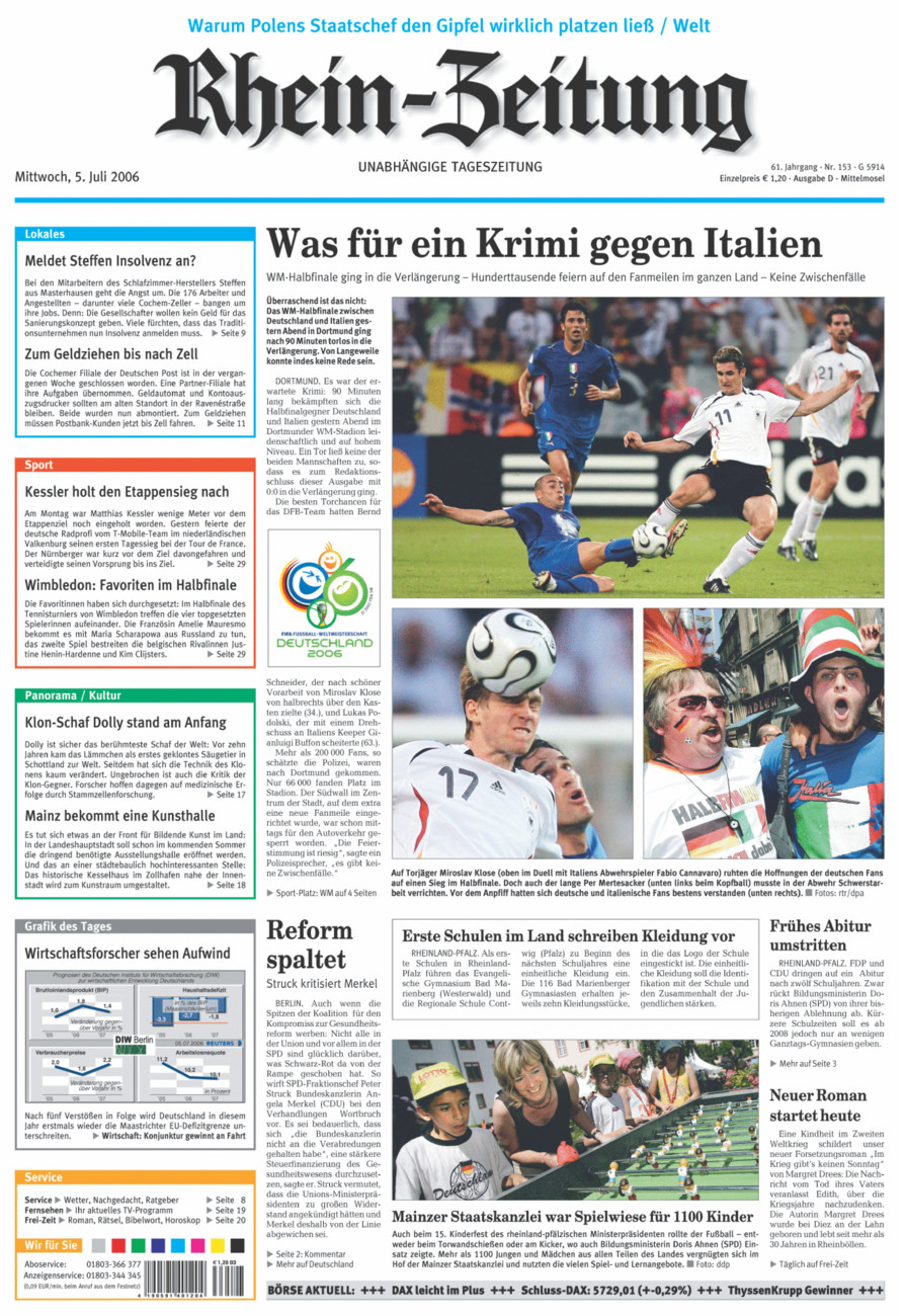 Rhein-Zeitung Kreis Cochem-Zell vom Mittwoch, 05.07.2006