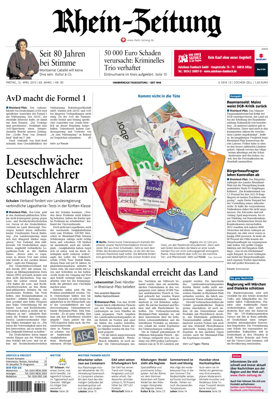 Rhein-Zeitung Kreis Cochem-Zell vom Freitag, 12.04.2013