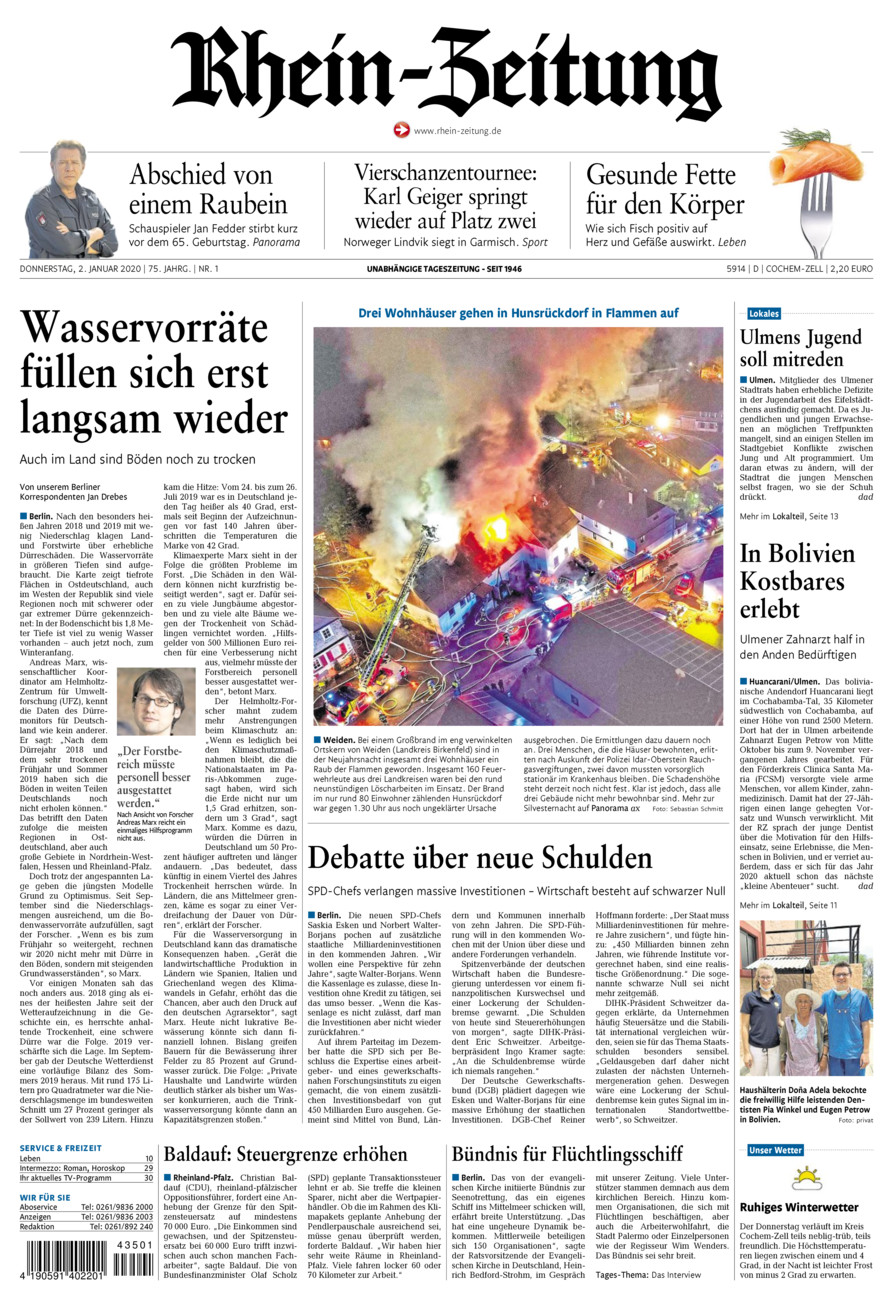 Rhein-Zeitung Kreis Cochem-Zell vom Donnerstag, 02.01.2020