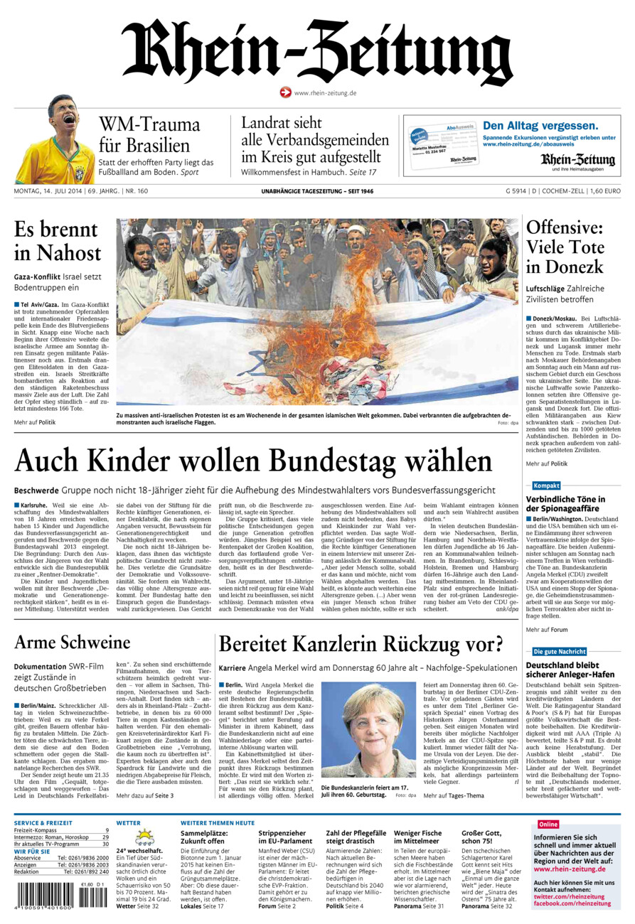 Rhein-Zeitung Kreis Cochem-Zell vom Montag, 14.07.2014
