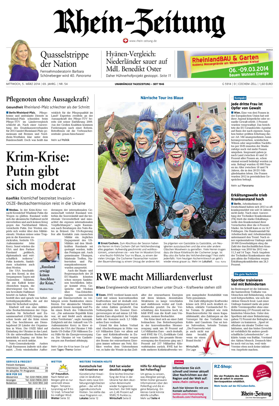 Rhein-Zeitung Kreis Cochem-Zell vom Mittwoch, 05.03.2014