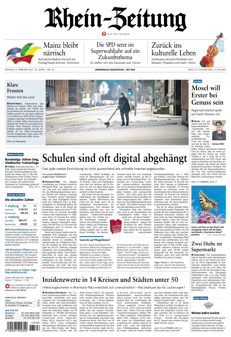 Rhein-Zeitung Kreis Cochem-Zell vom Montag, 08.02.2021