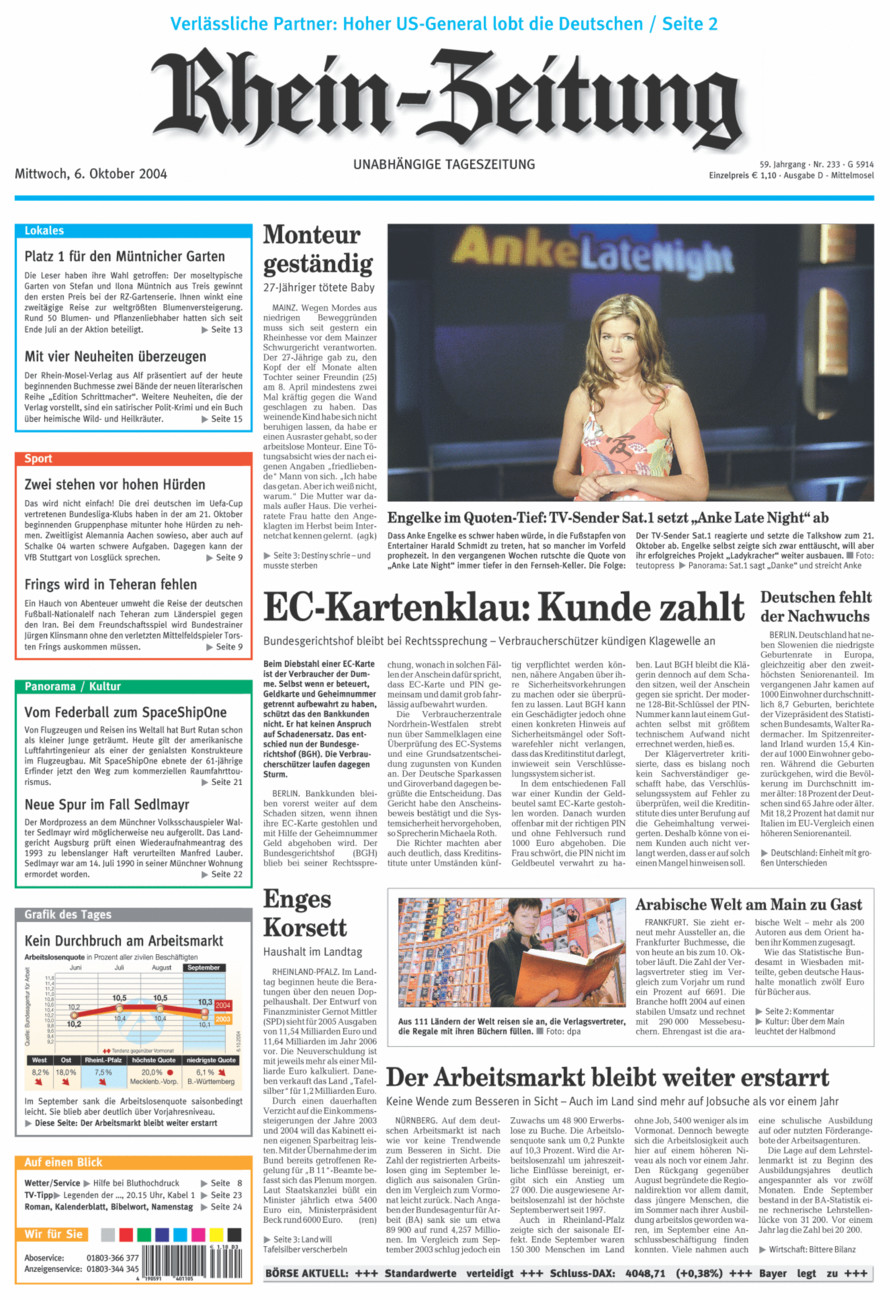 Rhein-Zeitung Kreis Cochem-Zell vom Mittwoch, 06.10.2004