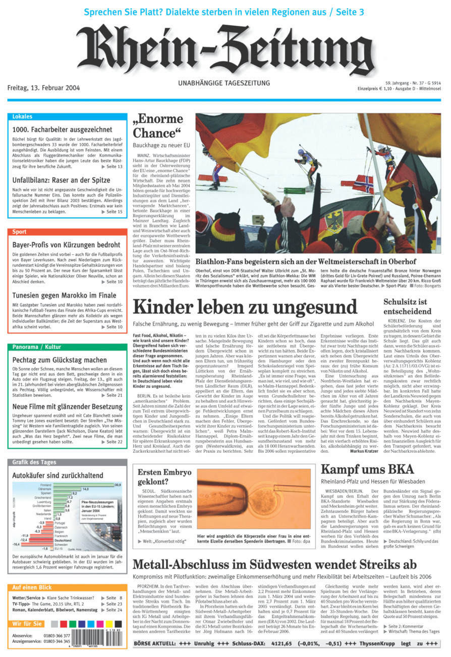 Rhein-Zeitung Kreis Cochem-Zell vom Freitag, 13.02.2004