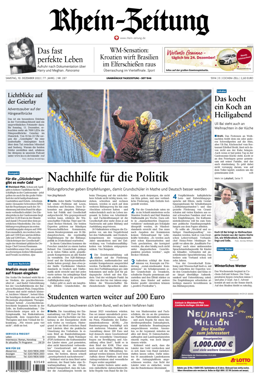 Rhein-Zeitung Kreis Cochem-Zell vom Samstag, 10.12.2022