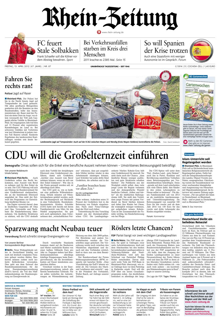 Rhein-Zeitung Kreis Cochem-Zell vom Freitag, 13.04.2012