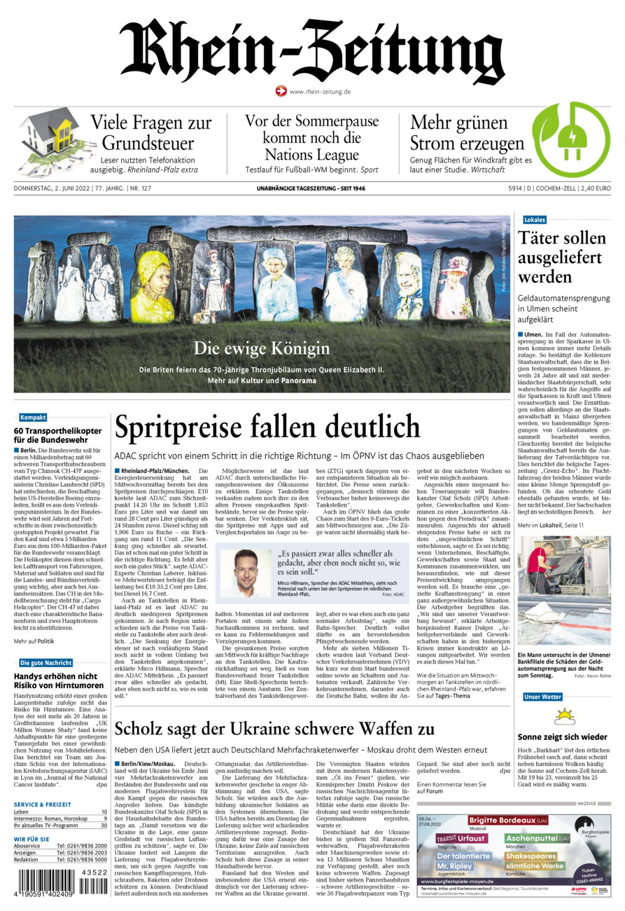 Rhein-Zeitung Kreis Cochem-Zell vom Donnerstag, 02.06.2022
