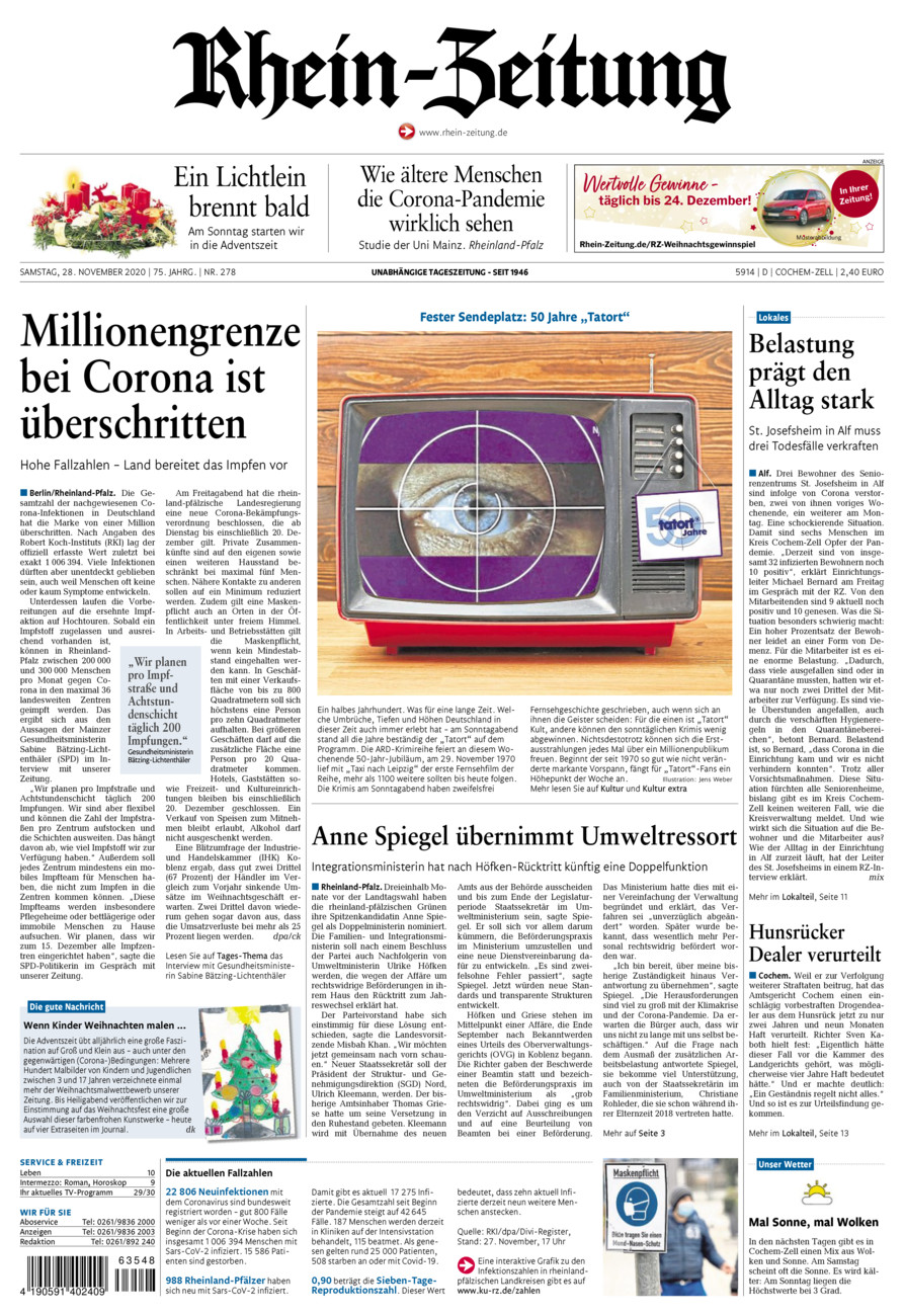 Rhein-Zeitung Kreis Cochem-Zell vom Samstag, 28.11.2020