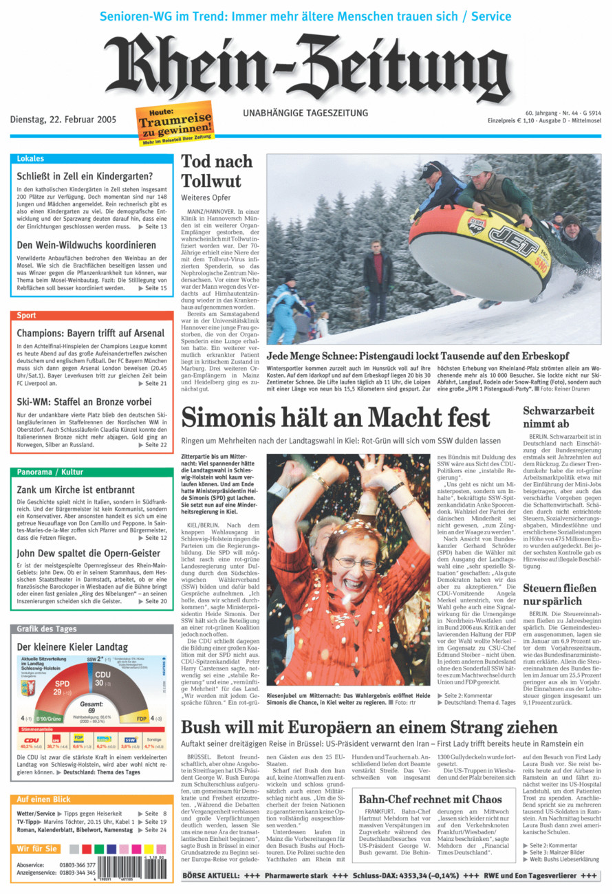 Rhein-Zeitung Kreis Cochem-Zell vom Dienstag, 22.02.2005