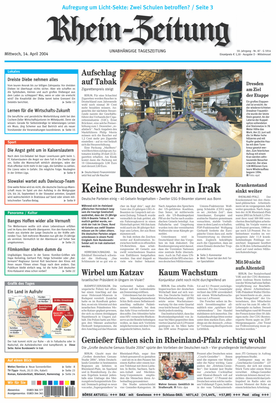 Rhein-Zeitung Kreis Cochem-Zell vom Mittwoch, 14.04.2004