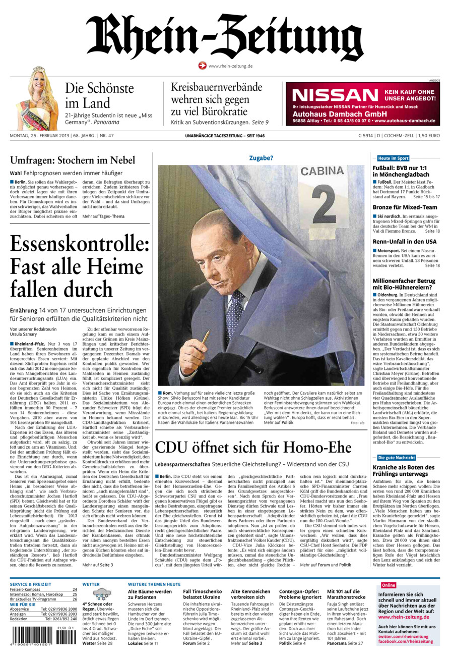 Rhein-Zeitung Kreis Cochem-Zell vom Montag, 25.02.2013