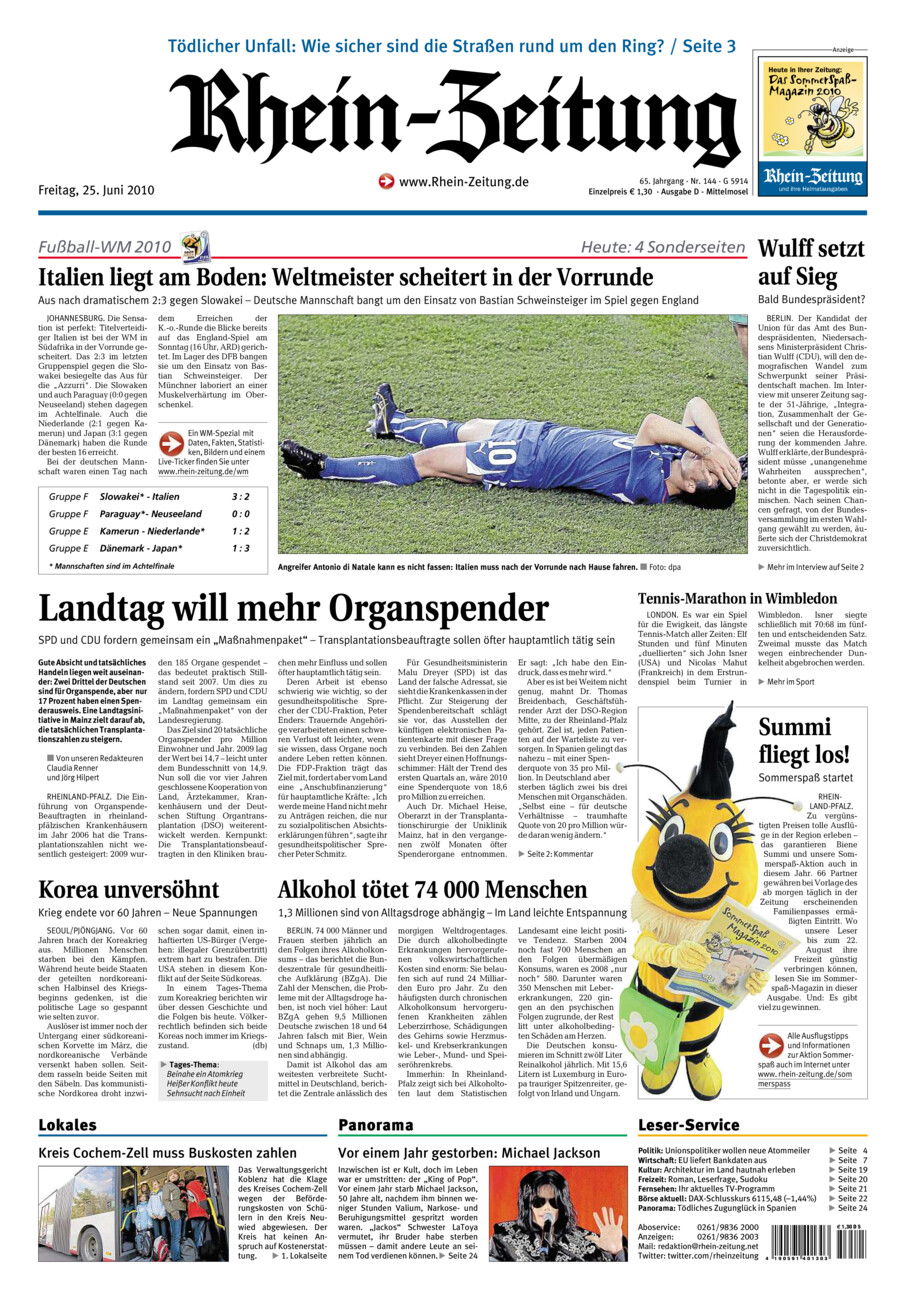 Rhein-Zeitung Kreis Cochem-Zell vom Freitag, 25.06.2010