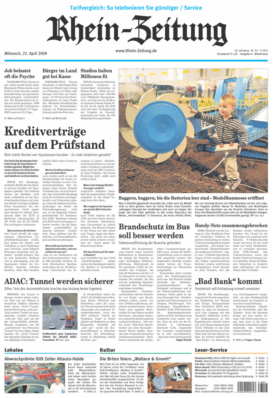 Rhein-Zeitung Kreis Cochem-Zell vom Mittwoch, 22.04.2009
