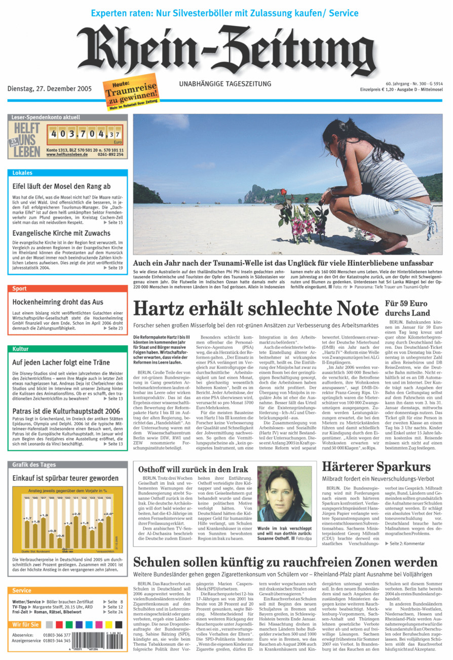 Rhein-Zeitung Kreis Cochem-Zell vom Dienstag, 27.12.2005