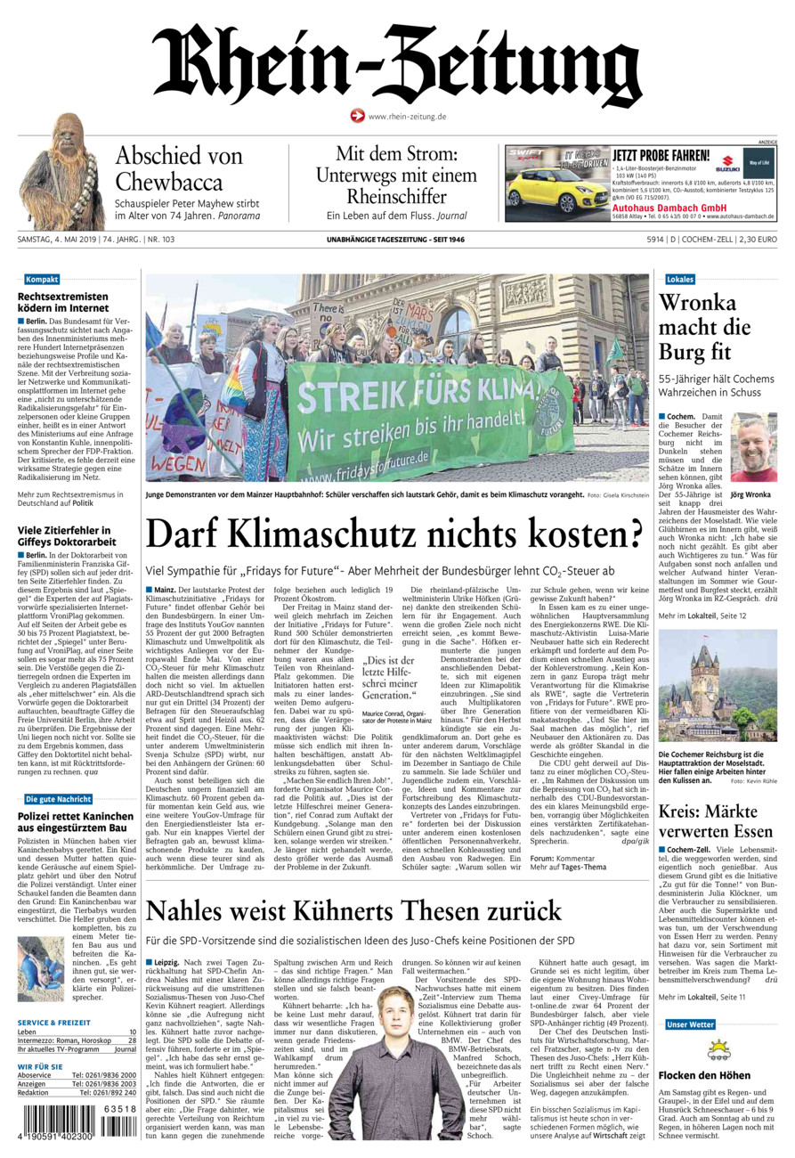 Rhein-Zeitung Kreis Cochem-Zell vom Samstag, 04.05.2019
