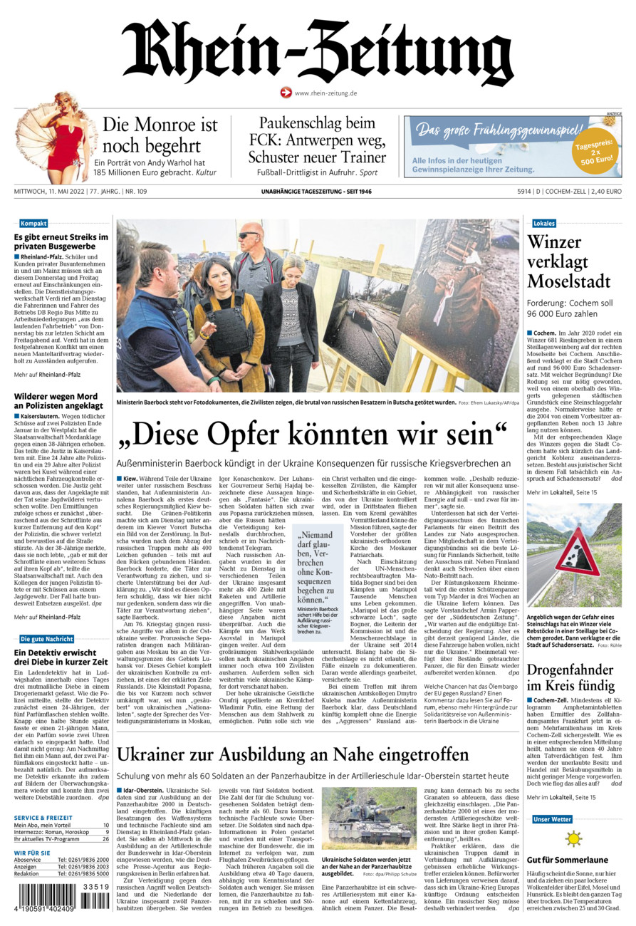 Rhein-Zeitung Kreis Cochem-Zell vom Mittwoch, 11.05.2022