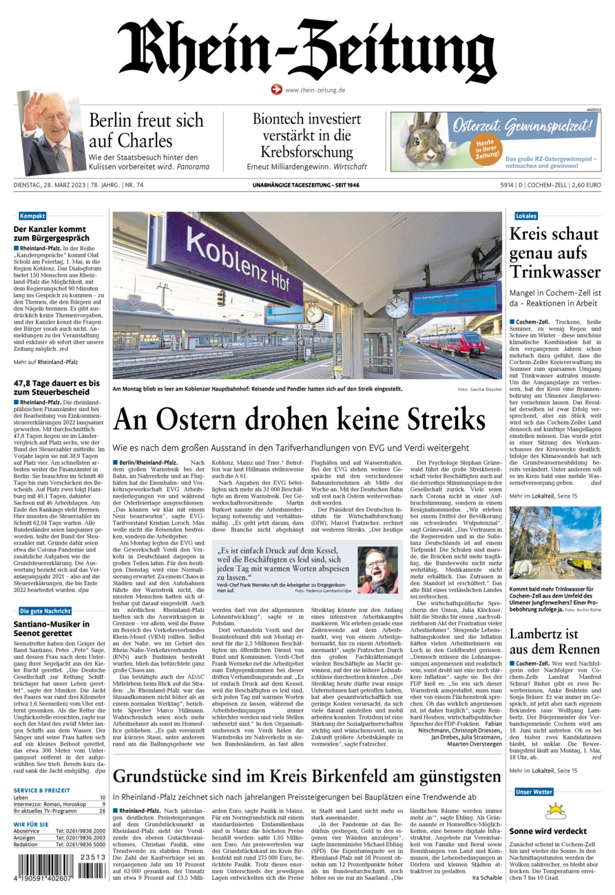 Rhein-Zeitung Kreis Cochem-Zell vom Dienstag, 28.03.2023