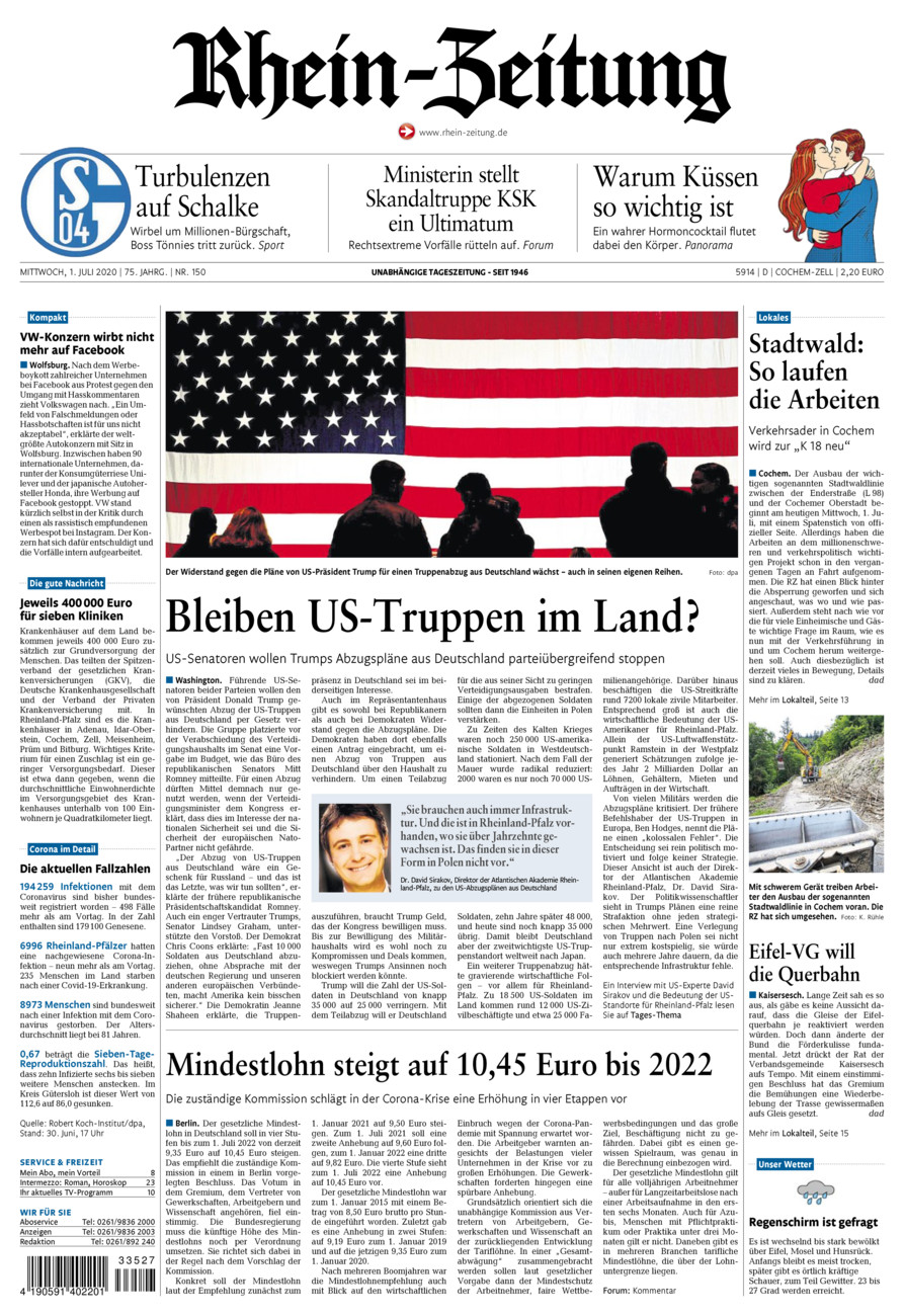 Rhein-Zeitung Kreis Cochem-Zell vom Mittwoch, 01.07.2020