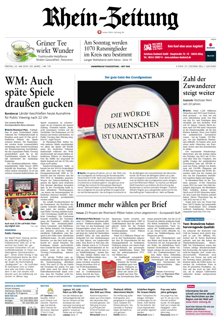 Rhein-Zeitung Kreis Cochem-Zell vom Freitag, 23.05.2014