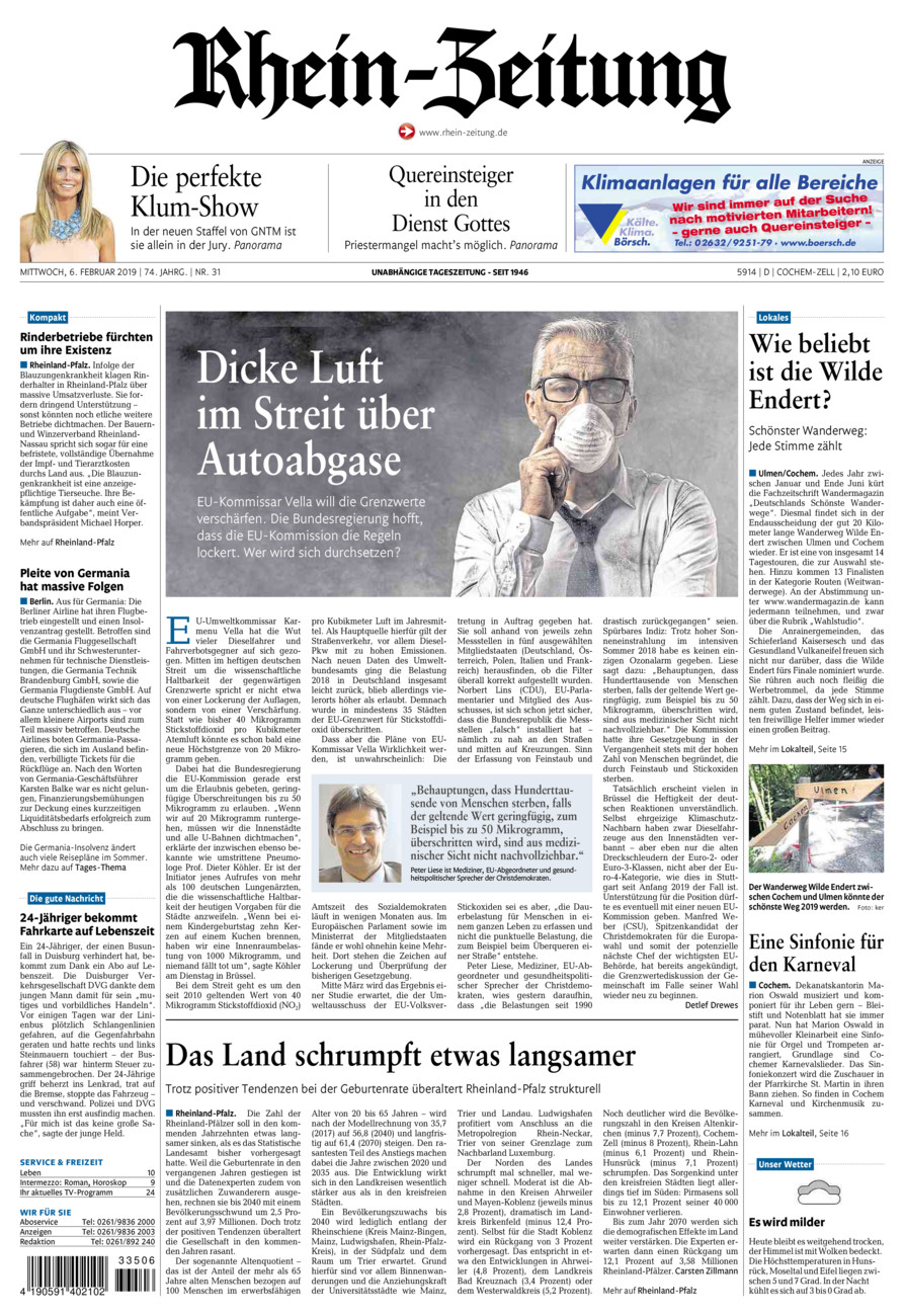 Rhein-Zeitung Kreis Cochem-Zell vom Mittwoch, 06.02.2019