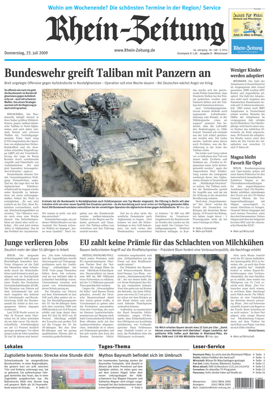Rhein-Zeitung Kreis Cochem-Zell vom Donnerstag, 23.07.2009