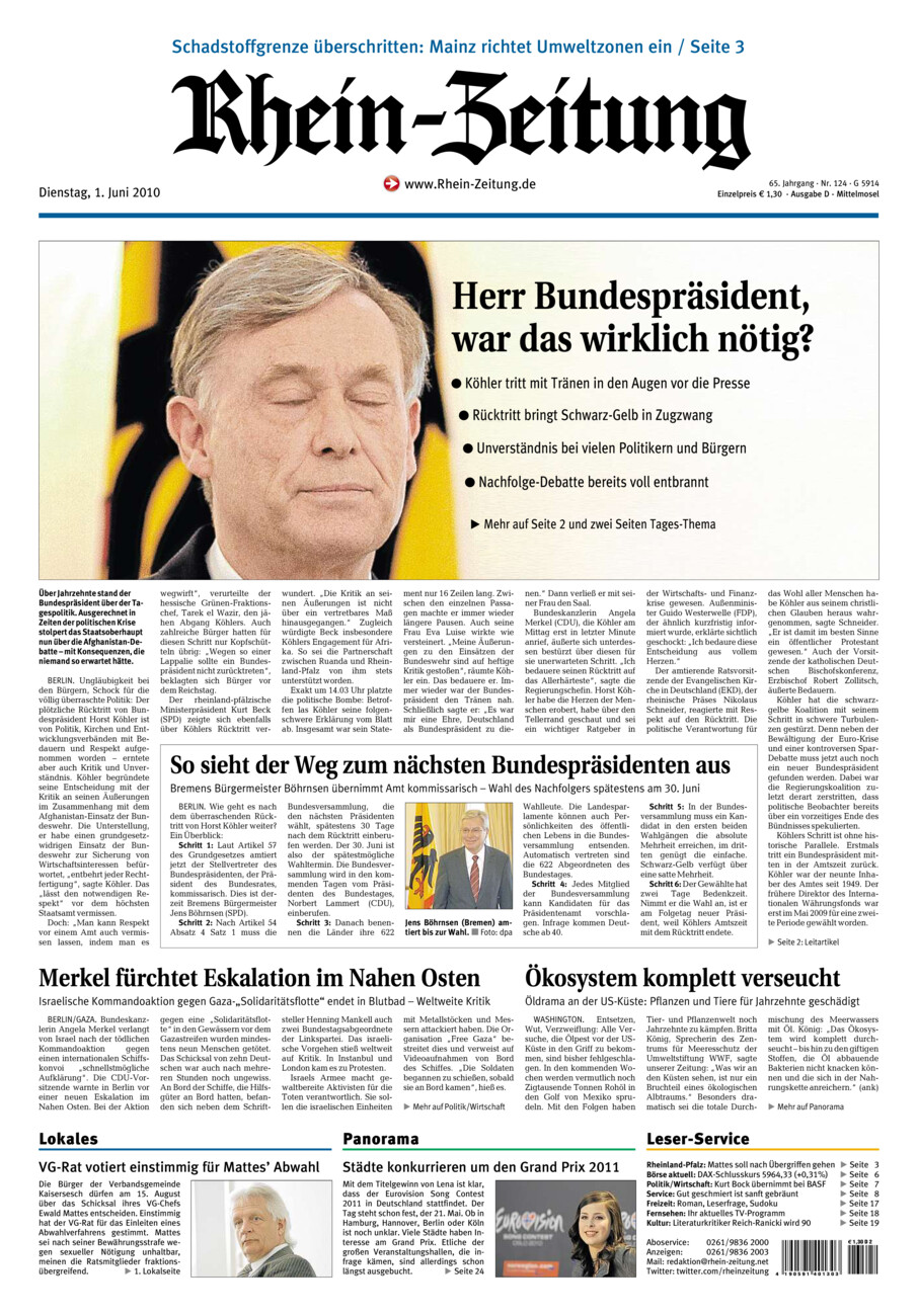 Rhein-Zeitung Kreis Cochem-Zell vom Dienstag, 01.06.2010