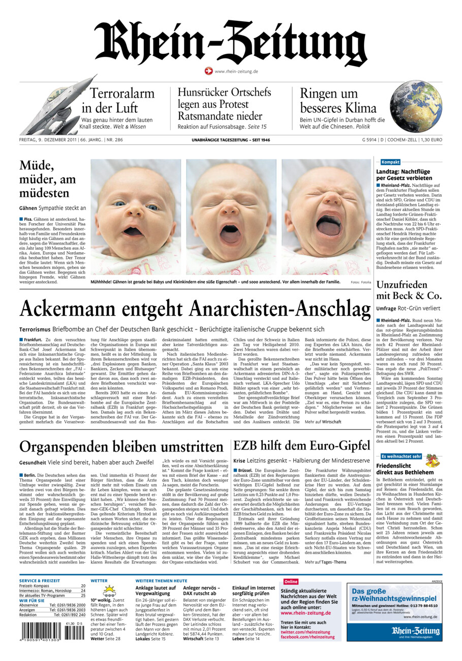 Rhein-Zeitung Kreis Cochem-Zell vom Freitag, 09.12.2011