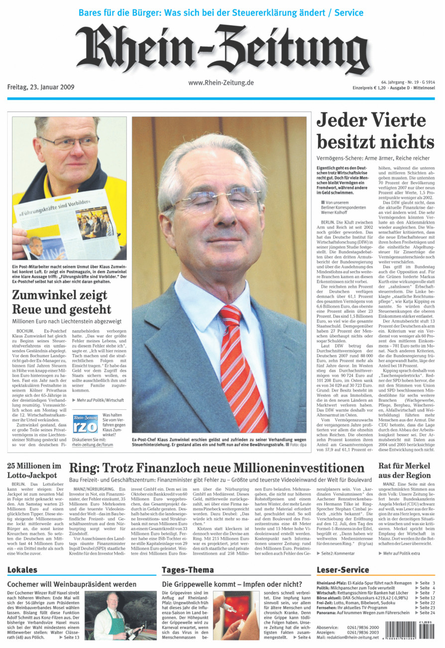 Rhein-Zeitung Kreis Cochem-Zell vom Freitag, 23.01.2009