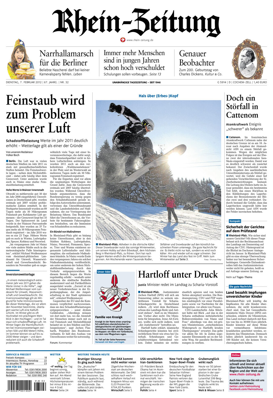 Rhein-Zeitung Kreis Cochem-Zell vom Dienstag, 07.02.2012