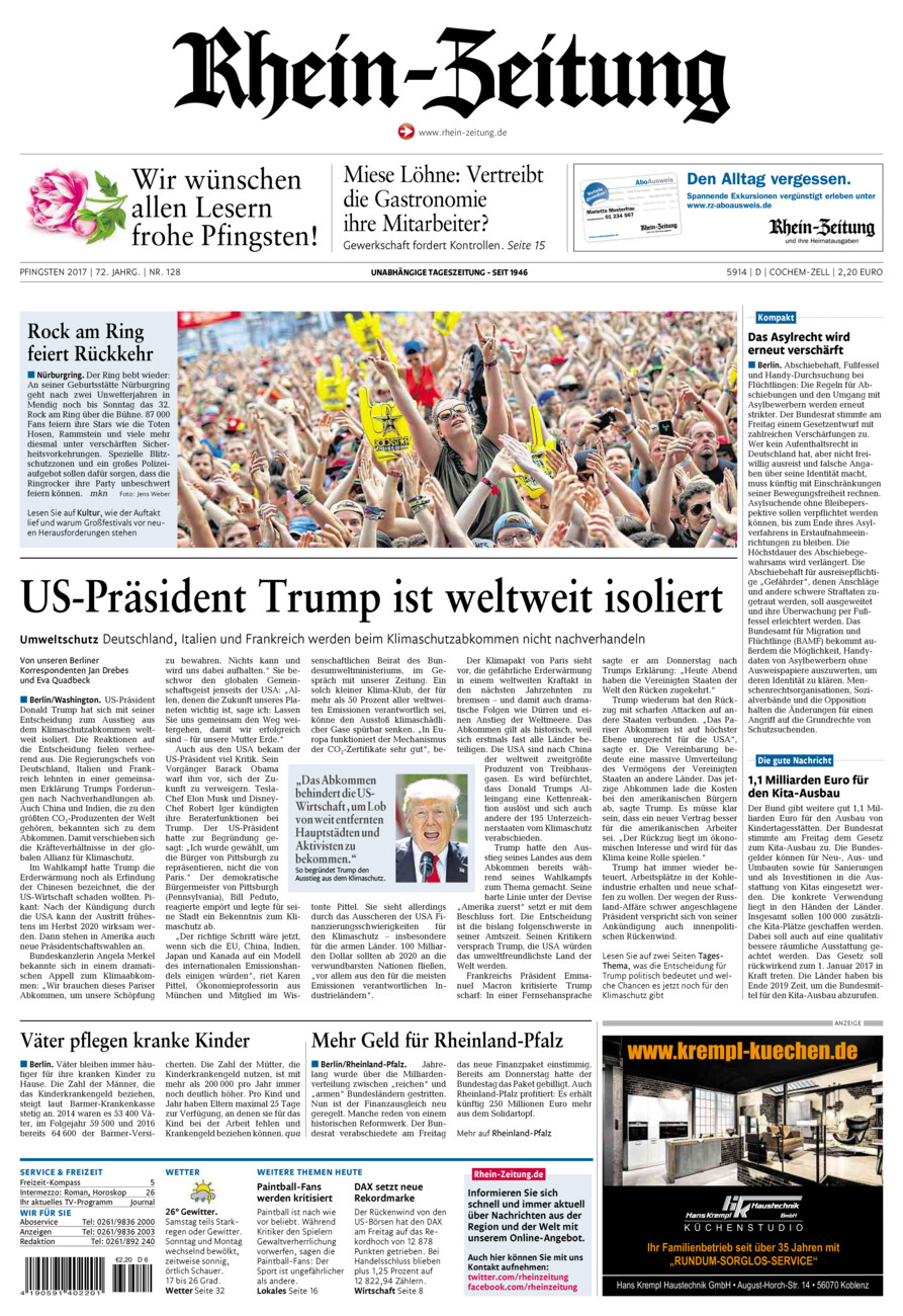 Rhein-Zeitung Kreis Cochem-Zell vom Samstag, 03.06.2017