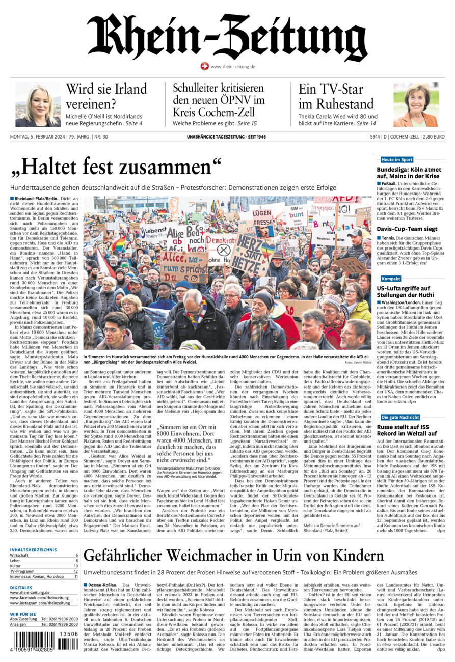Rhein-Zeitung Kreis Cochem-Zell vom Montag, 05.02.2024