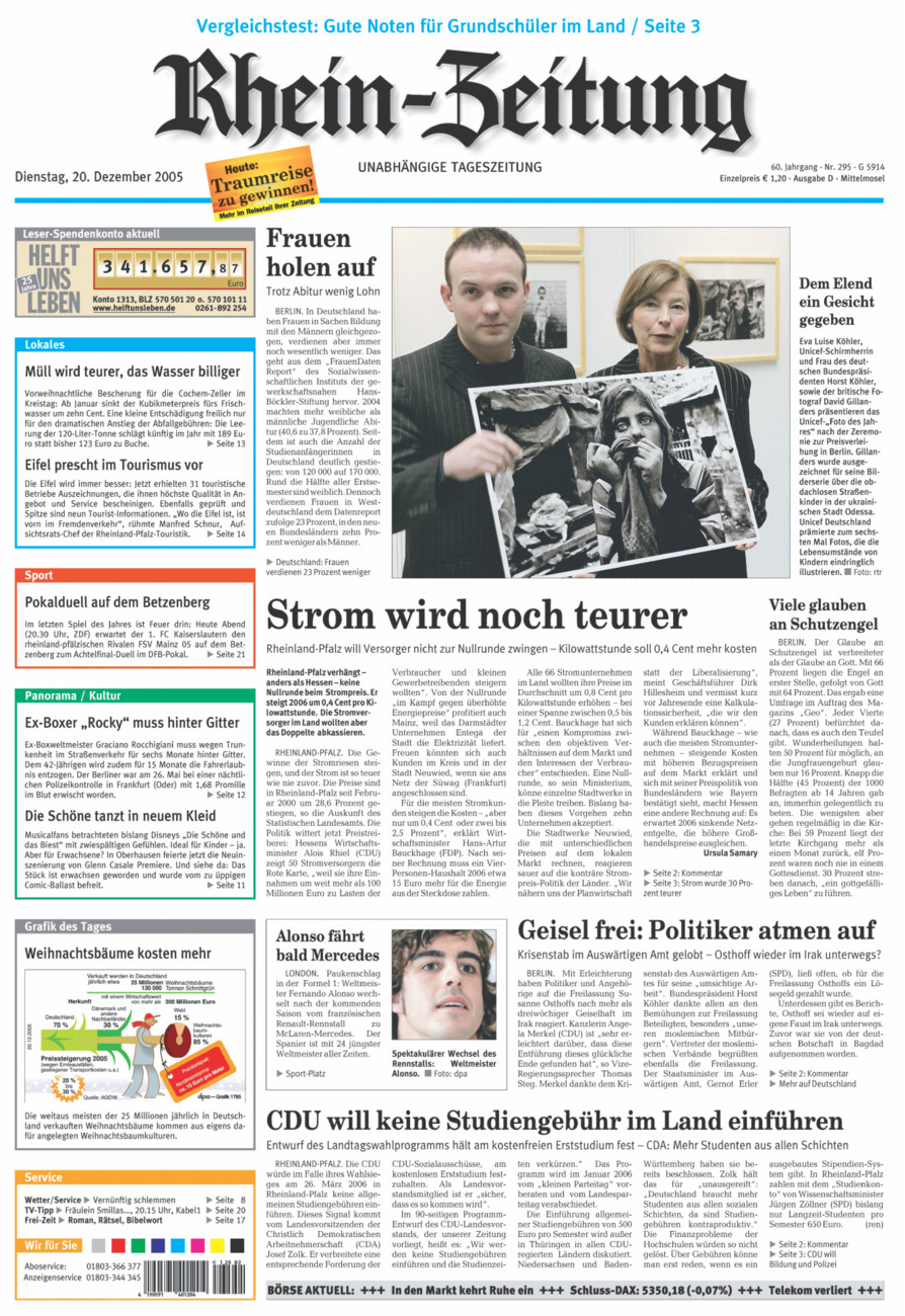 Rhein-Zeitung Kreis Cochem-Zell vom Dienstag, 20.12.2005