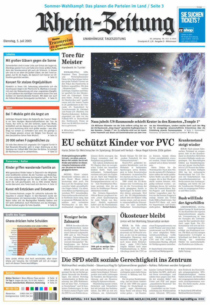 Rhein-Zeitung Kreis Cochem-Zell vom Dienstag, 05.07.2005