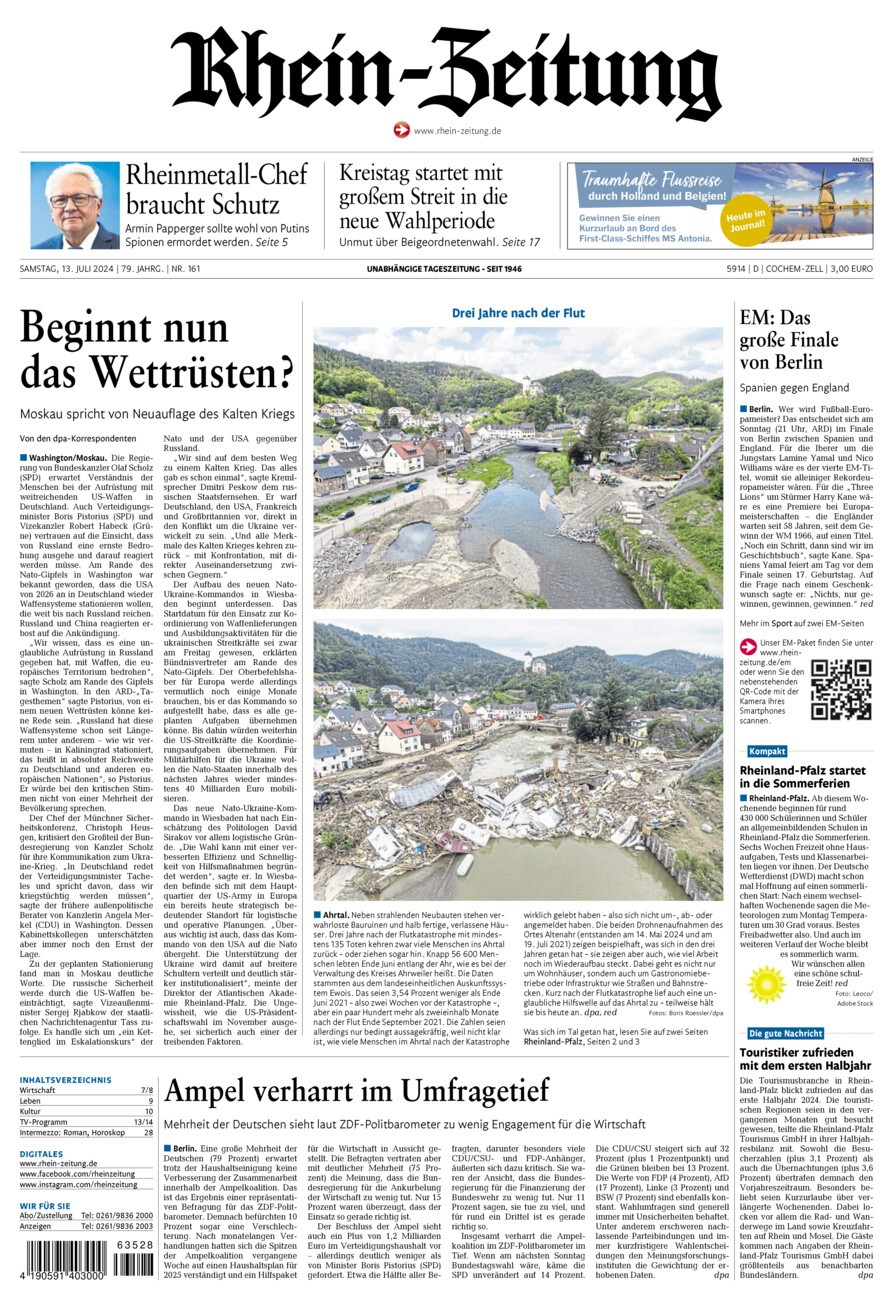 Rhein-Zeitung Kreis Cochem-Zell vom Samstag, 13.07.2024