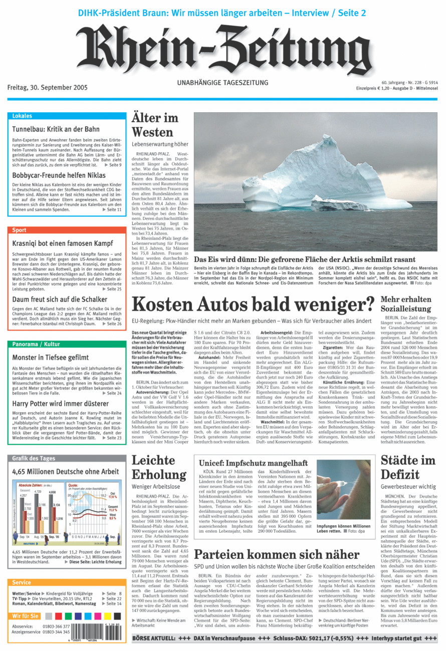Rhein-Zeitung Kreis Cochem-Zell vom Freitag, 30.09.2005