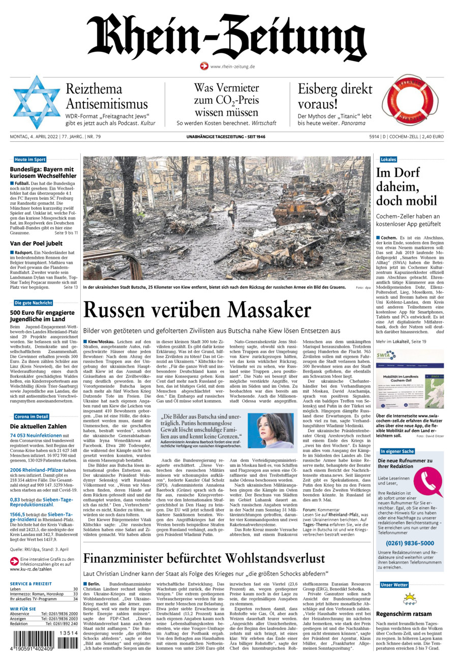 Rhein-Zeitung Kreis Cochem-Zell vom Montag, 04.04.2022