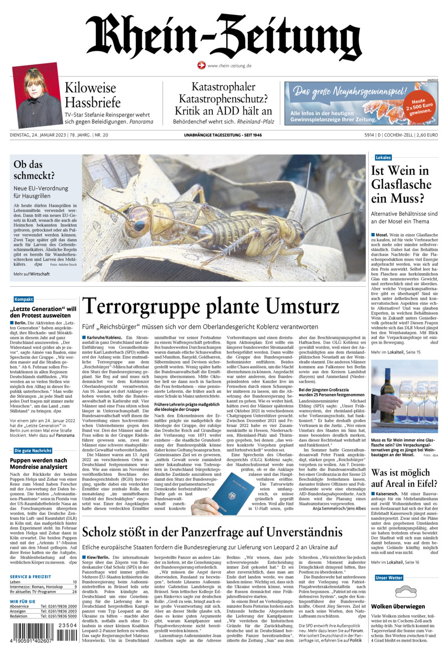 Rhein-Zeitung Kreis Cochem-Zell vom Dienstag, 24.01.2023