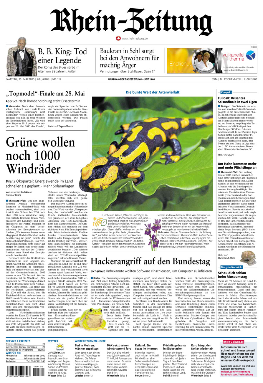 Rhein-Zeitung Kreis Cochem-Zell vom Samstag, 16.05.2015